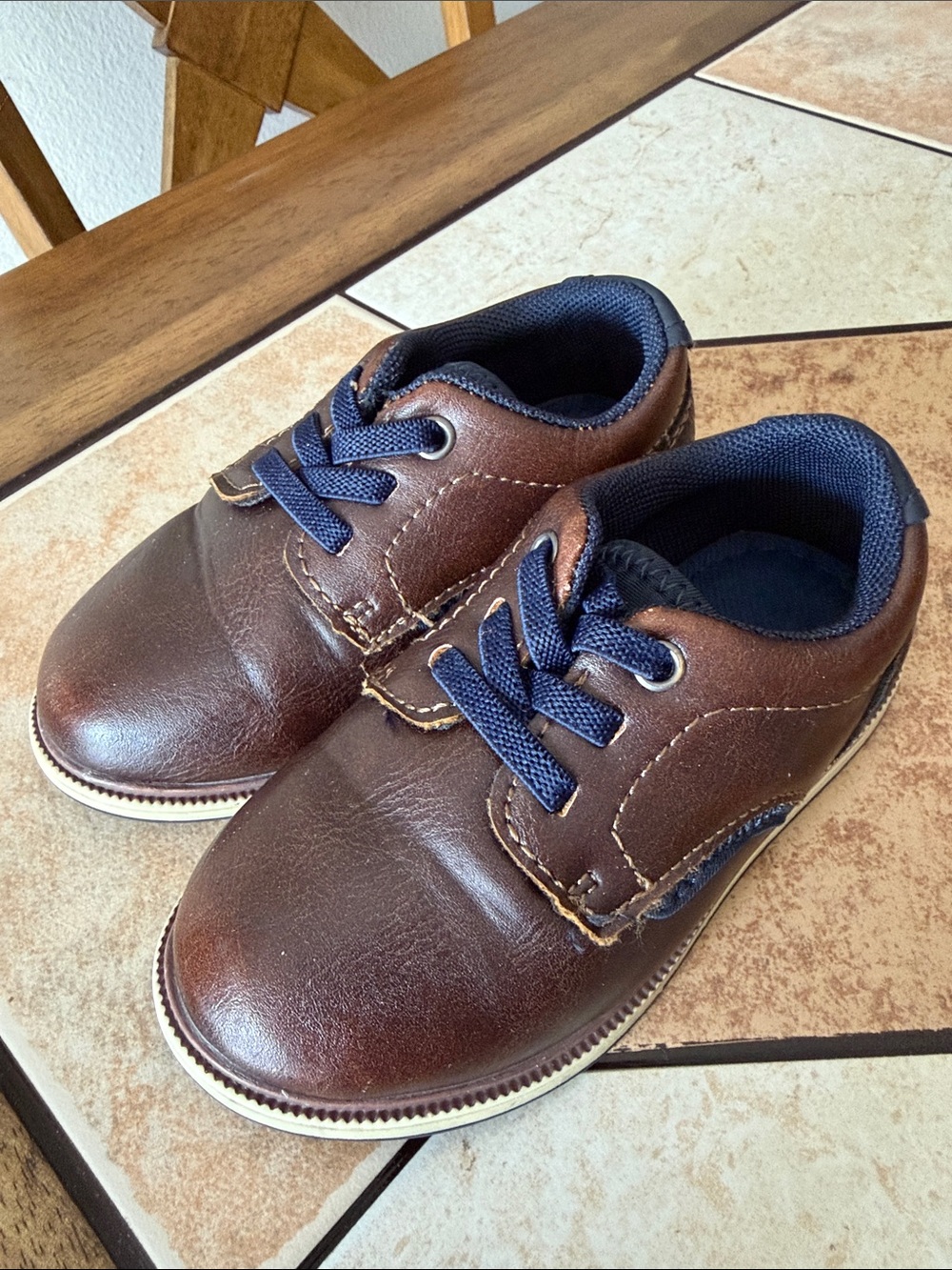 Mix No. 6 Brown Kids Dress Shoes with Navy Laces